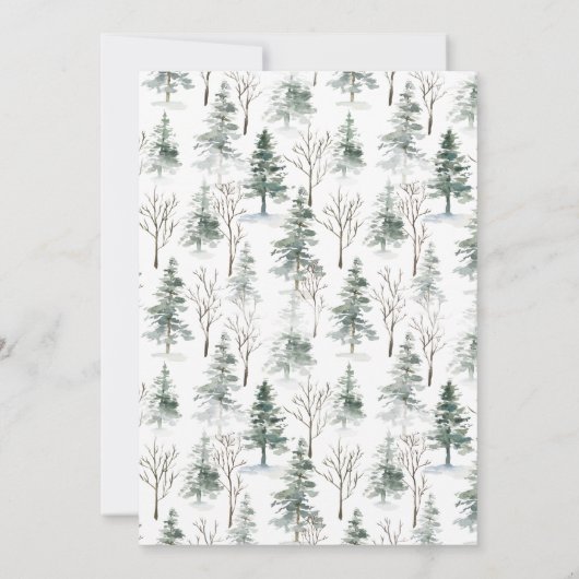 ウォーターカラーパインツリークリスマスホリデーオープンハウス 招待状 (裏面)