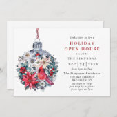 ウォーターカラーパインツリークリスマスホリデーオープンハウス 招待状 (正面/裏面)