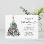 ウォーターカラーパインツリーシックホリデークリスマスイブ 招待状 (スタンド正面)