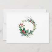 ウォーターカラーパインツリーシックホリデークリスマスイブ 招待状 (裏面)