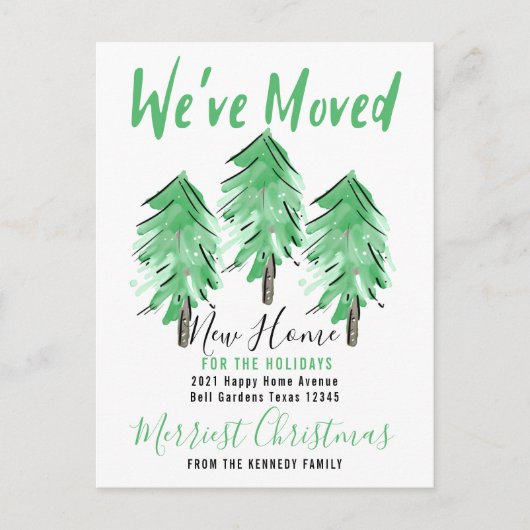 ウォーターカラーパインツリーニューホームフォーザホリデーズ 案内ポストカード (正面)