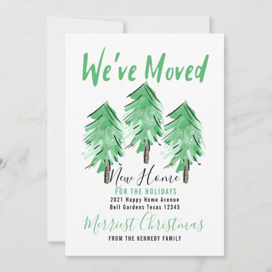 ウォーターカラーパインツリーニューホームフォーザホリデーズ   案内状 (正面)