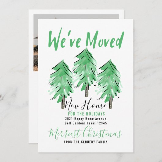 ウォーターカラーパインツリーニューホームフォーザホリデーズ   案内状 (正面/裏面)