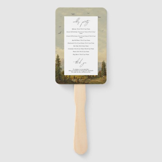ウォーターカラーパインツリーフォレスト結婚式 プログラム ハンドファン (裏面)