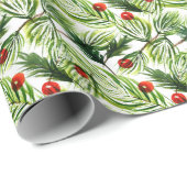ウォーターカラーパインフィアブランチクリスマスツリーホリデイ ラッピングペーパー (ロールコーナー)