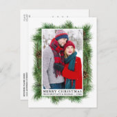 ウォーターカラーパインフレームカップルフォトホリデー ポストカード (正面/裏面)