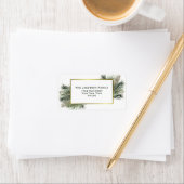 ウォーターカラーパイン金ゴールドフレームホリデー差出人住所 ラベル (インサイチュ)