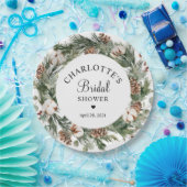 ウォーターカラーパイン&ウィンターグリーンブライダルシャワー ペーパープレート (パーティー)