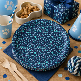 ウォーターカラーパウプリントの誕生日 ペーパープレート