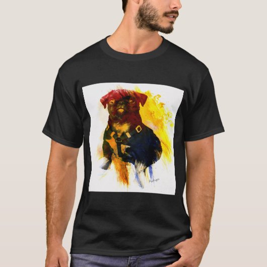 ウォーターカラーパグの仔犬 Tシャツ (正面)