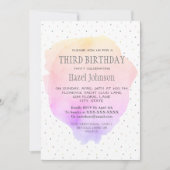 ウォーターカラーパステルかわいらし第三誕生日招待状 招待状 (正面)