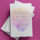 ウォーターカラーパステルかわいらし第三誕生日招待状 招待状