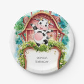 ウォーターカラーパステルカウズ誕生日 ペーパープレート (正面)