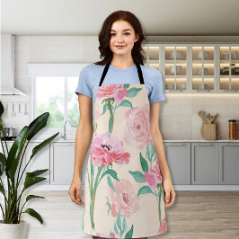 ウォーターカラーパステルガーデンフラワーズ エプロン