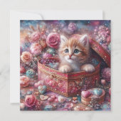 ウォーターカラーパステルキッテンハートキャンディバレンタイン シーズンカード (正面)