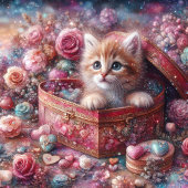 ウォーターカラーパステルキッテンハートキャンディバレンタイン シーズンカード