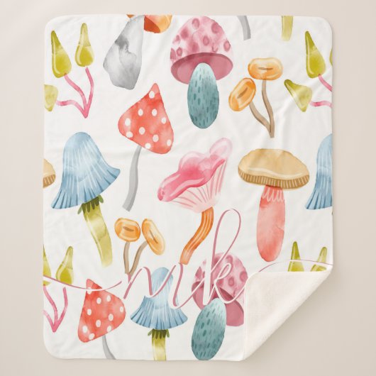 ウォーターカラーパステルキノコ シェルパブランケット (正面)