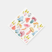 ウォーターカラーパステルキノコ スタンダードカクテルナプキン (角)