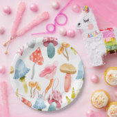ウォーターカラーパステルキノコ ペーパープレート (パーティー)