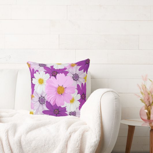 ウォーターカラーパステルコスモス装飾用クッション クッション (ソファ)