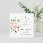 ウォーターカラーパステルコーラルバラズセーブザデート 招待状 (スタンド正面)