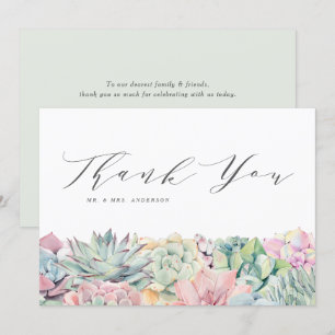 ウォーターカラーパステルスキュラーメンズガーランド結婚ズ サンキューカード