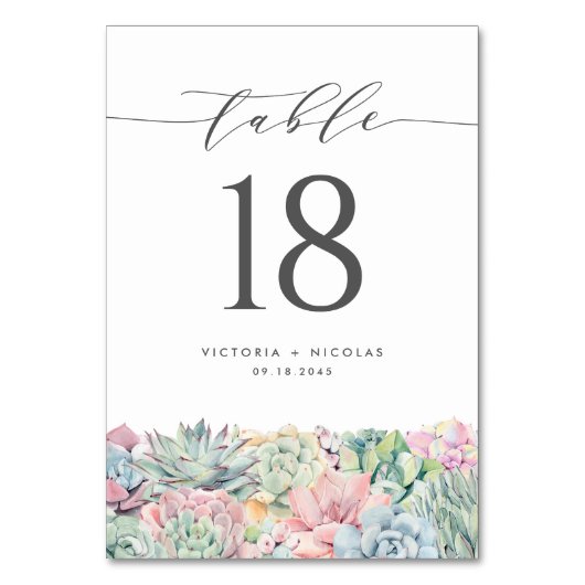 ウォーターカラーパステルスキュラーメンズガーランド結婚ズ テーブルナンバー (正面)