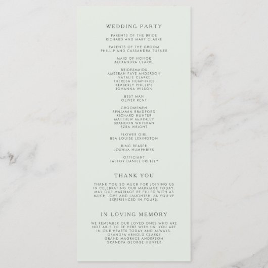 ウォーターカラーパステルスキュレントブーケ結婚ーズ プログラム (裏面)