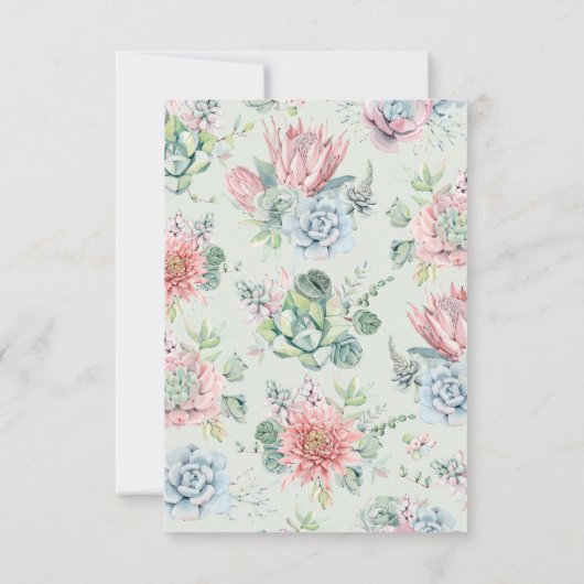 ウォーターカラーパステルスキュレントブーケ結婚ーズ 出欠カード (裏面)