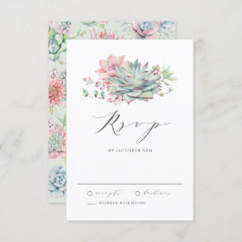 ウォーターカラーパステルスキュレントブーケ結婚ーズ 出欠カード