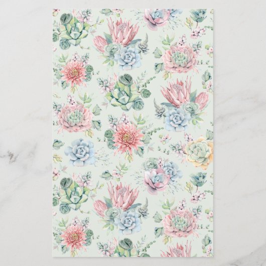 ウォーターカラーパステルスキュレント結婚式招待状 (裏面)