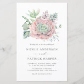 ウォーターカラーパステルスキュレント結婚式招待状 (正面)