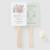 ウォーターカラーパステルスキュレント結婚式 プログラム ハンドファン (正面&裏面)