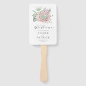 ウォーターカラーパステルスキュレント結婚式 プログラム ハンドファン (正面)