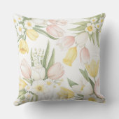 ウォーターカラーパステルチューリップダフォディル春 クッション (裏面)