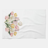 ウォーターカラーパステルチューリップブーケ キッチンタオル (横)