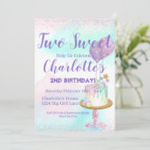 ウォーターカラーパステルツースイートガール2nd誕生日 招待状 (スタンド正面)