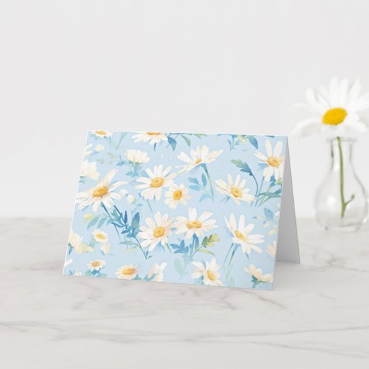 ウォーターカラーパステルデイジー カード (小さな植物)