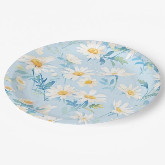 ウォーターカラーパステルデイジー ペーパープレート (アングル)
