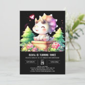 ウォーターカラーパステルトリケラトプス誕生日 招待状 (スタンド正面)