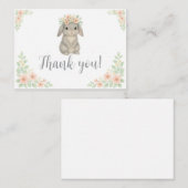 ウォーターカラーパステルバニーサンキューカード ノートカード (正面/裏面)