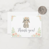 ウォーターカラーパステルバニーサンキューカード ノートカード (正面/裏面インサイチュ)