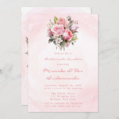 ウォーターカラーパステルバラブライド女湯ランチョン 招待状 (正面/裏面)