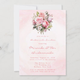 ウォーターカラーパステルバラブライド女湯ランチョン 招待状