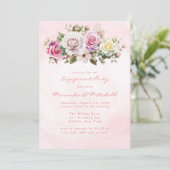 ウォーターカラーパステルバラ婚約パーティ 招待状 (スタンド正面)