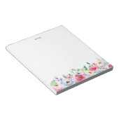 ウォーターカラーパステルピンクアンドブルーピーニーズガーランド ノートパッド (アングル)