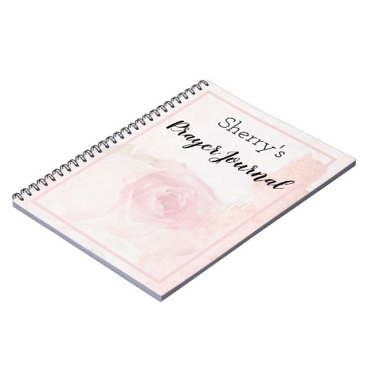 ウォーターカラーパステルピンクローズ祈りの言葉ジャーナル ノートブック (左側)