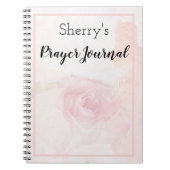ウォーターカラーパステルピンクローズ祈りの言葉ジャーナル ノートブック (正面)