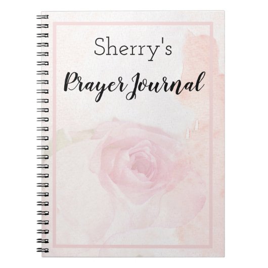 ウォーターカラーパステルピンクローズ祈りの言葉ジャーナル ノートブック (正面)