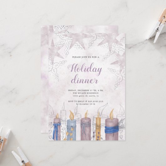 ウォーターカラーパステルフェスティバルホリデーディナー カード (正面/裏面インサイチュ)